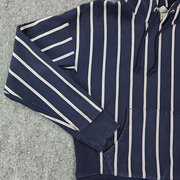 Champion Hoodie Womens Medium Blue Stripe Reverse Weave Heavyweight Sweatshirt - Picture 5 of 16